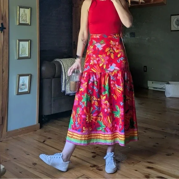 Maison d’Amelie Vibrant Abstract Print Maxi Skirt Size M